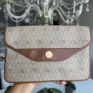 Dior Tan and Gold Logo Accent Bag